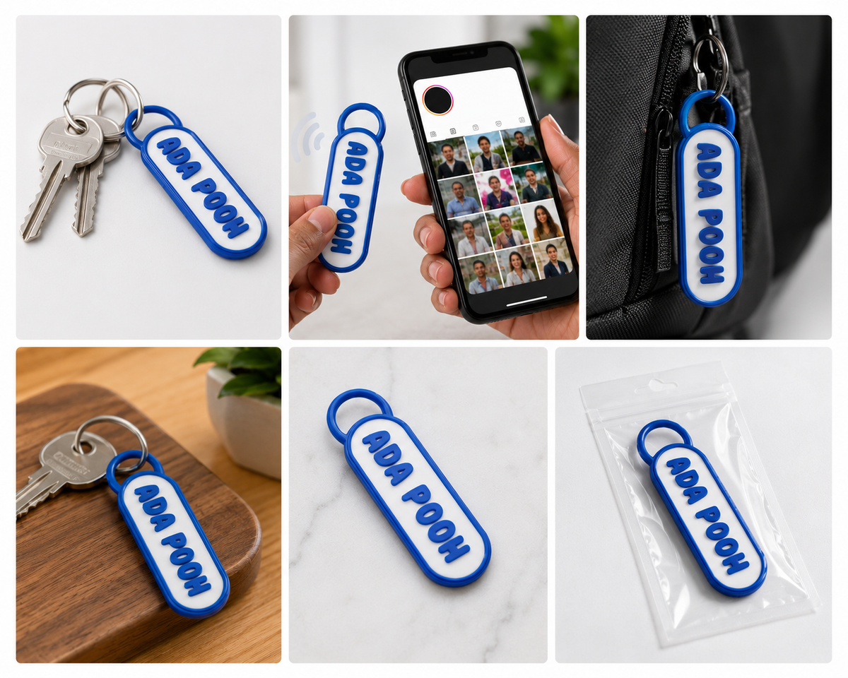 Personalized NFC Name 3D Keychain – Tap to Share Social Media