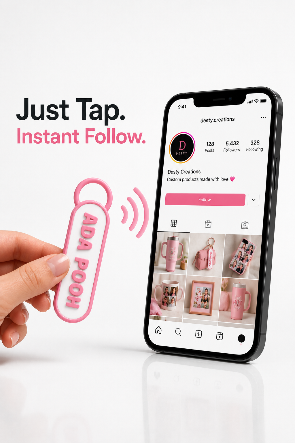 Personalized NFC Name 3D Keychain – Tap to Share Social Media