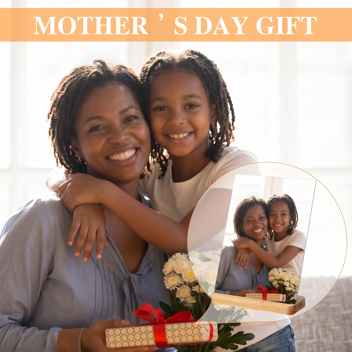 Personalized Acrylic Photo Frame  – Custom Gift for Mom and Family